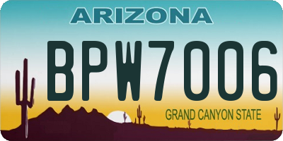 AZ license plate BPW7006