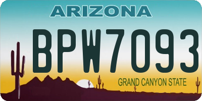 AZ license plate BPW7093