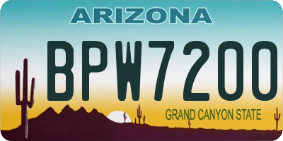 AZ license plate BPW7200
