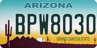 AZ license plate BPW8030