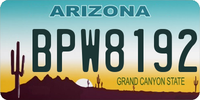 AZ license plate BPW8192