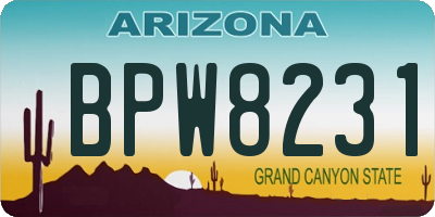 AZ license plate BPW8231