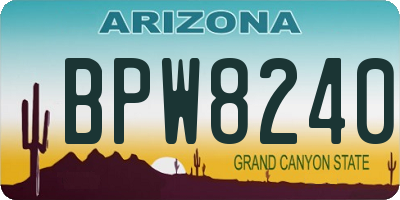 AZ license plate BPW8240