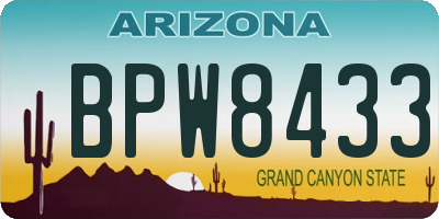 AZ license plate BPW8433