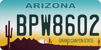AZ license plate BPW8602
