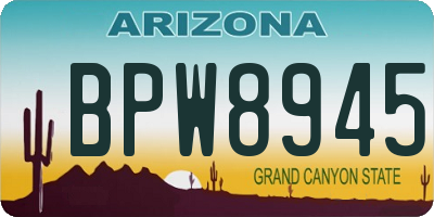 AZ license plate BPW8945