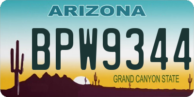 AZ license plate BPW9344