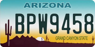 AZ license plate BPW9458