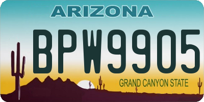 AZ license plate BPW9905