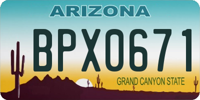 AZ license plate BPX0671