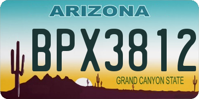 AZ license plate BPX3812