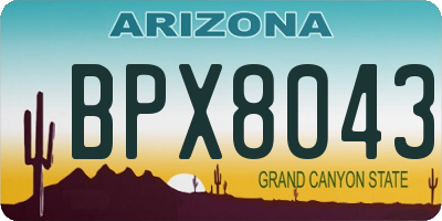 AZ license plate BPX8043