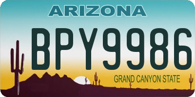 AZ license plate BPY9986