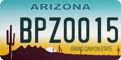 AZ license plate BPZ0015