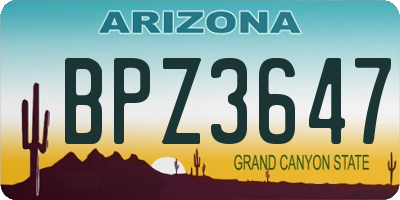 AZ license plate BPZ3647