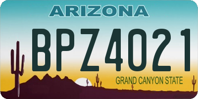 AZ license plate BPZ4021