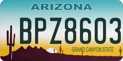 AZ license plate BPZ8603
