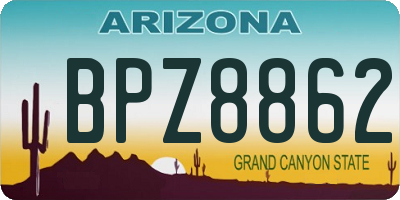 AZ license plate BPZ8862