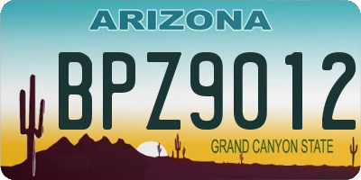 AZ license plate BPZ9012