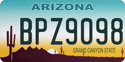 AZ license plate BPZ9098