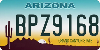 AZ license plate BPZ9168