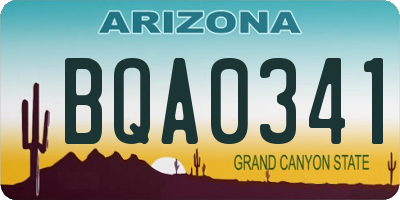 AZ license plate BQA0341