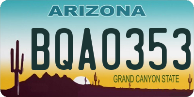 AZ license plate BQA0353