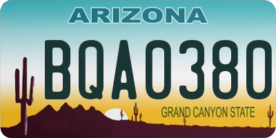 AZ license plate BQA0380