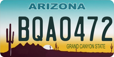 AZ license plate BQA0472