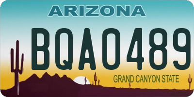 AZ license plate BQA0489