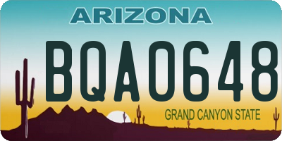 AZ license plate BQA0648