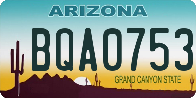 AZ license plate BQA0753