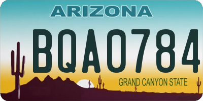 AZ license plate BQA0784