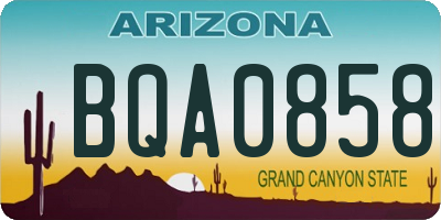 AZ license plate BQA0858