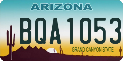 AZ license plate BQA1053