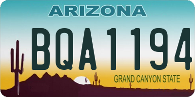 AZ license plate BQA1194