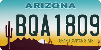 AZ license plate BQA1809