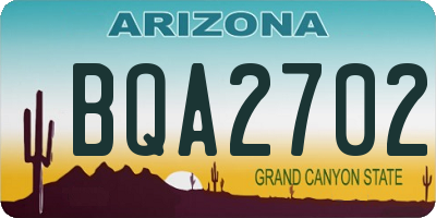 AZ license plate BQA2702