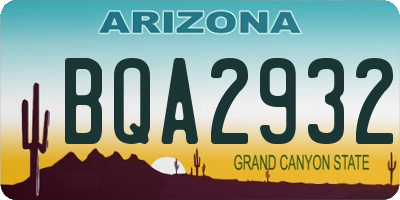 AZ license plate BQA2932