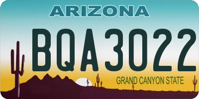 AZ license plate BQA3022