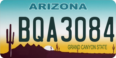 AZ license plate BQA3084