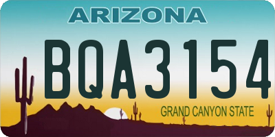 AZ license plate BQA3154