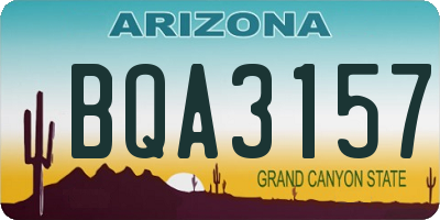 AZ license plate BQA3157
