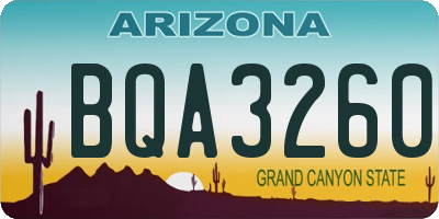 AZ license plate BQA3260