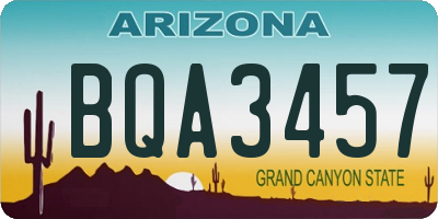 AZ license plate BQA3457