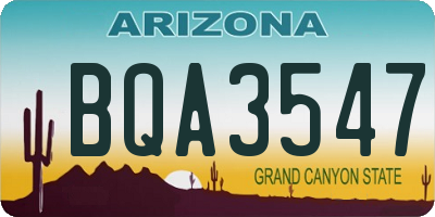 AZ license plate BQA3547