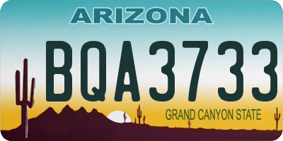 AZ license plate BQA3733