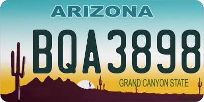 AZ license plate BQA3898