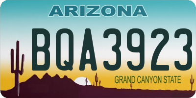 AZ license plate BQA3923