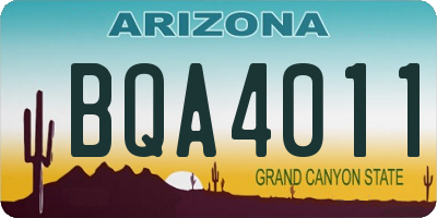 AZ license plate BQA4011